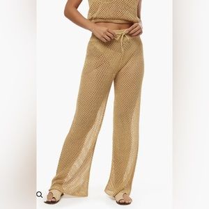 Small We Wore What Crochet Draw cord  Beach pool party Pants see thru $145